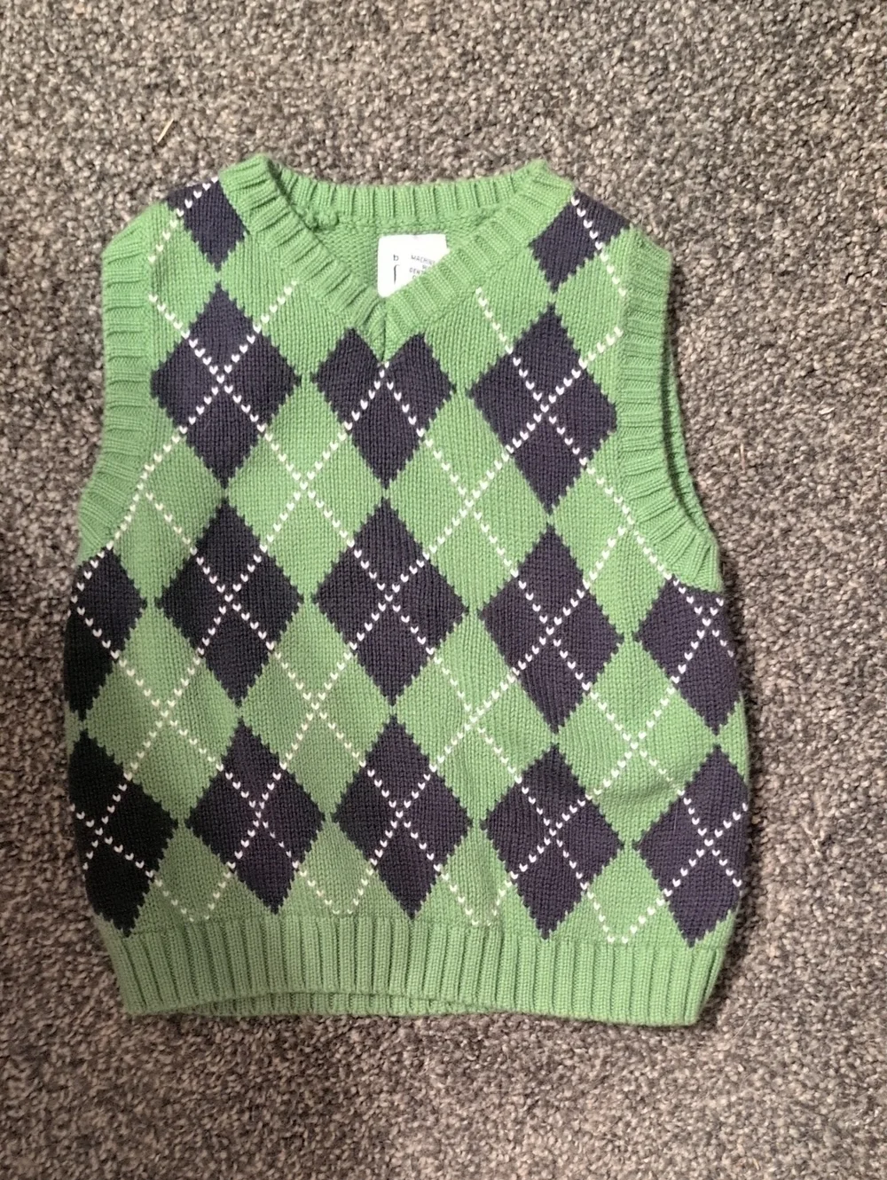 Green Argyle Knit Vest - Kids